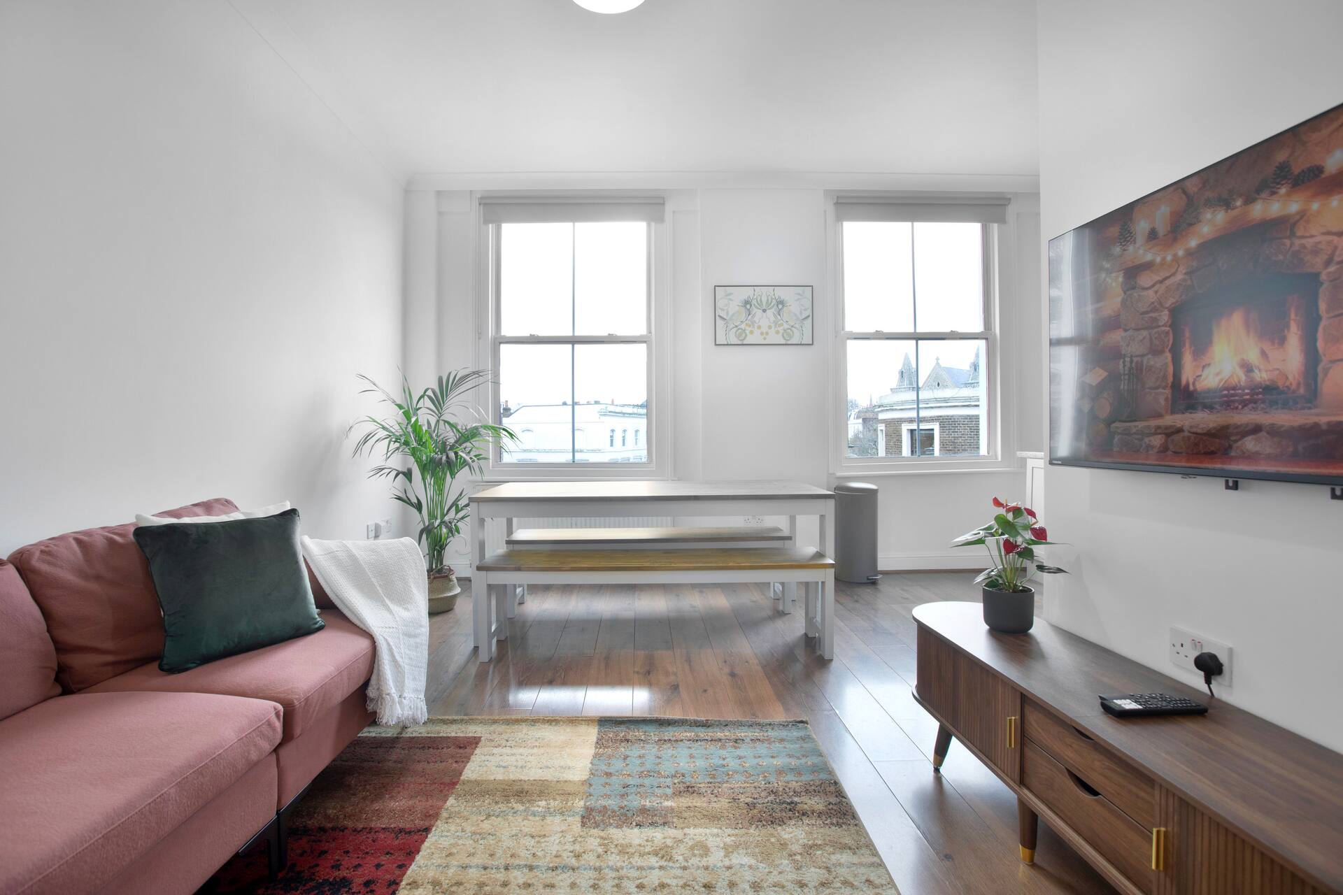 Bright and stylish living room in the Notting Hill duplex apartment